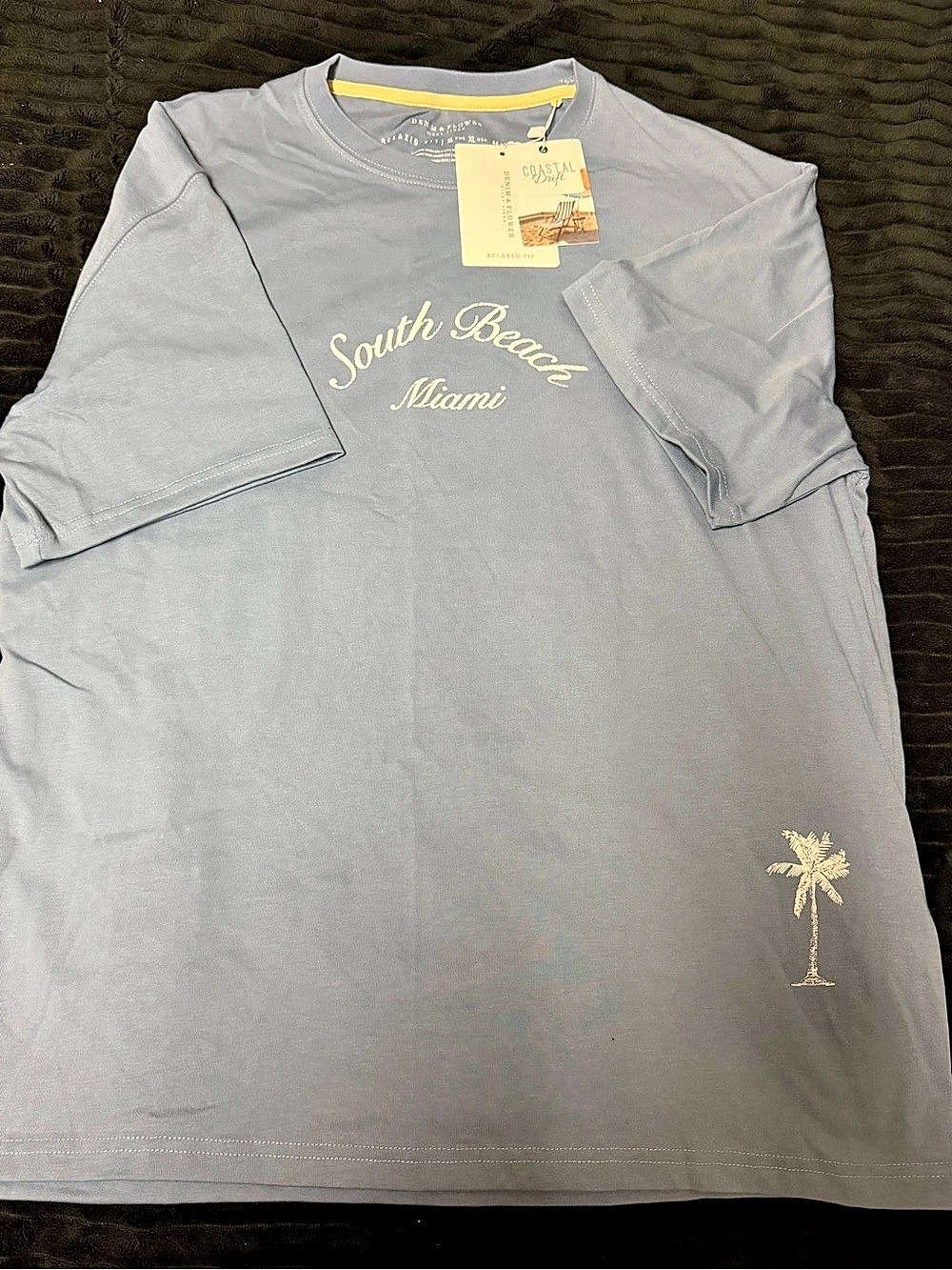 Coastal Drift South Beach Miami T-Shirt Graphic Tee in Blue XL NWT